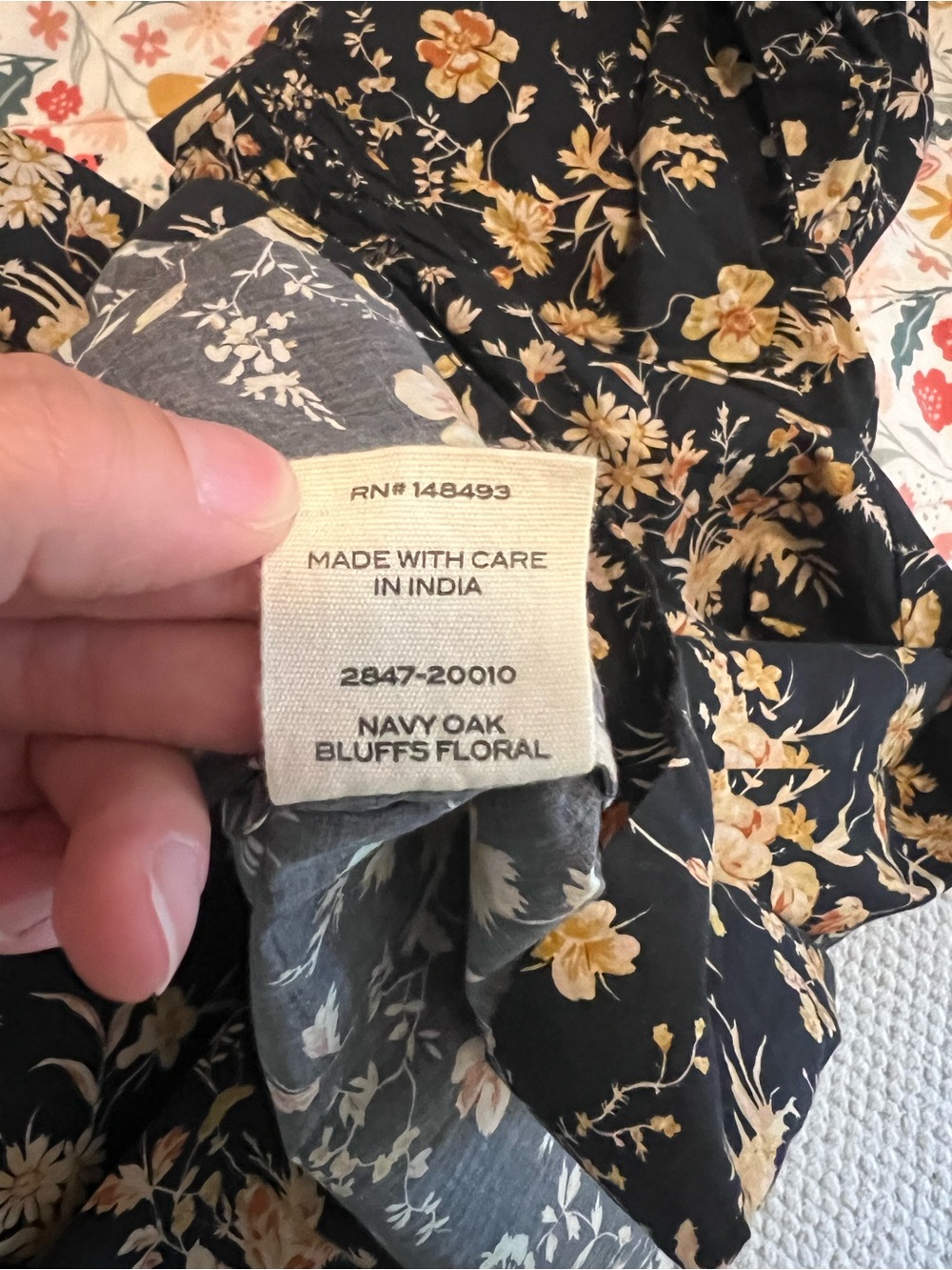 Doen Black Floral Smocked Mini Dress with Pink & Cream Blooms - Picture 6 of 6
